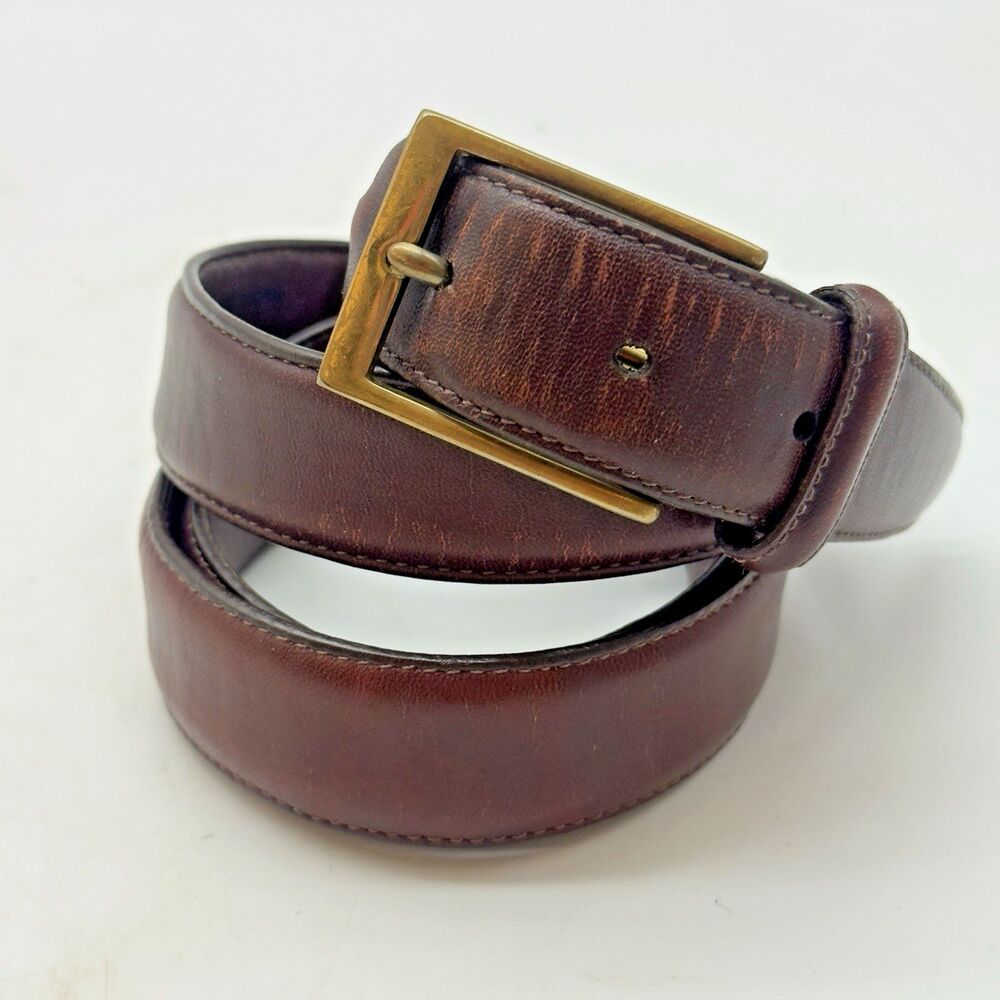 Brighton Brown Glove Leather Belt Men's 40 Brass Buckle Handcrafted in USA 36108